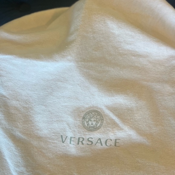 Authentic Rare Versace La Medusa Chain Embellished Leather trimmed Denim Tote 💙 - Picture 16 of 16